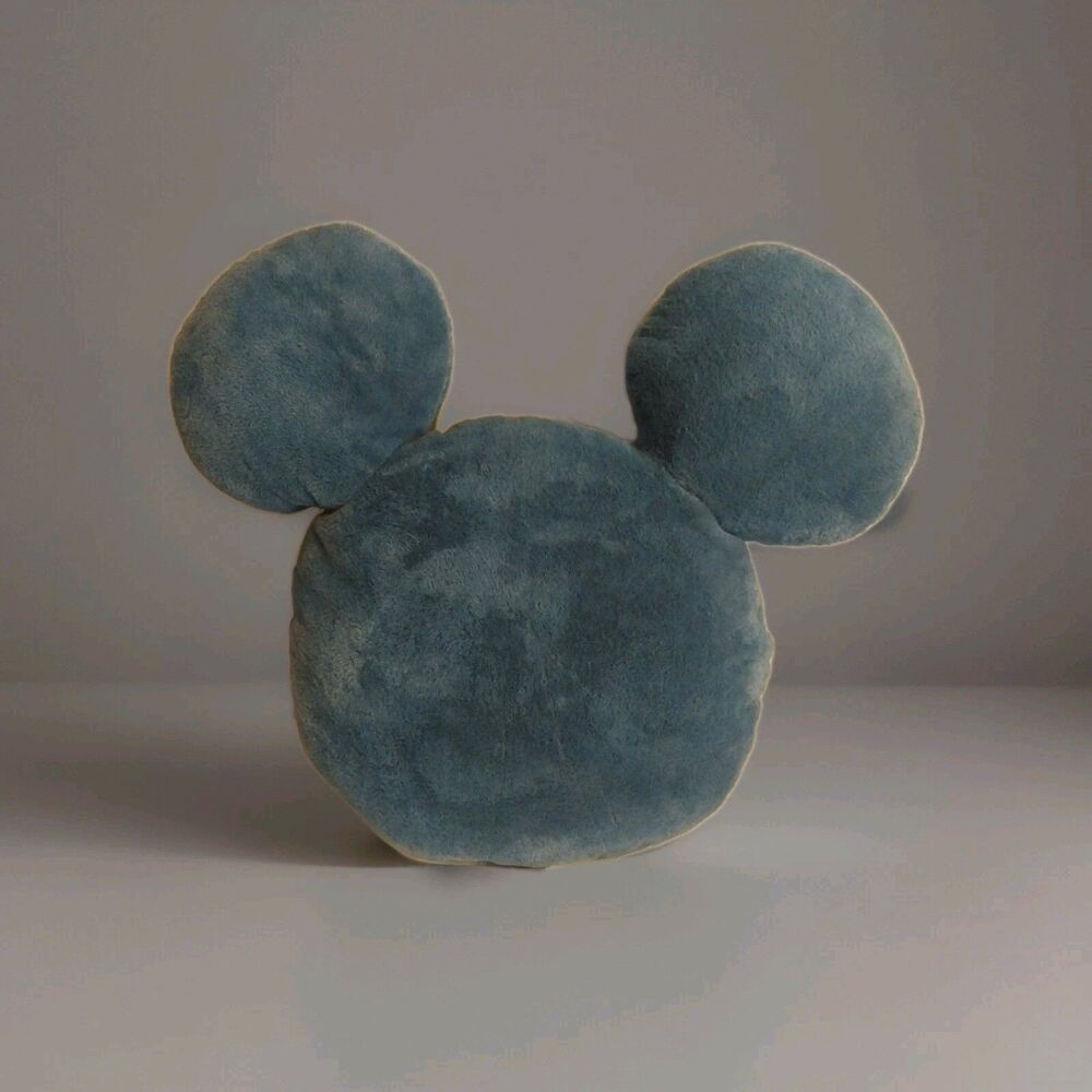 Disney Mickey Mouse Head Plush Throw Pillow Blue Accent Decor